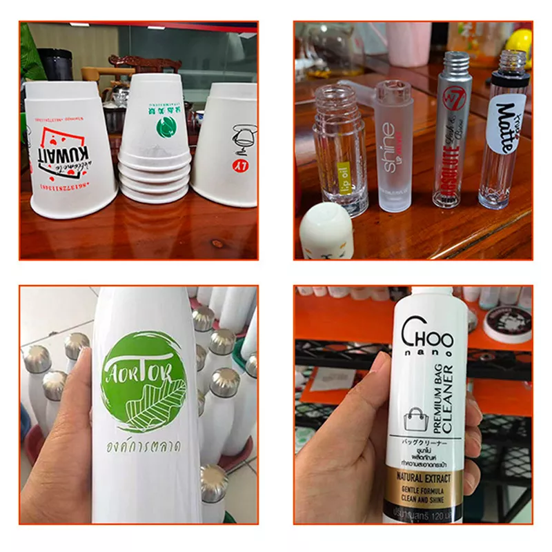 printed cups and bottles